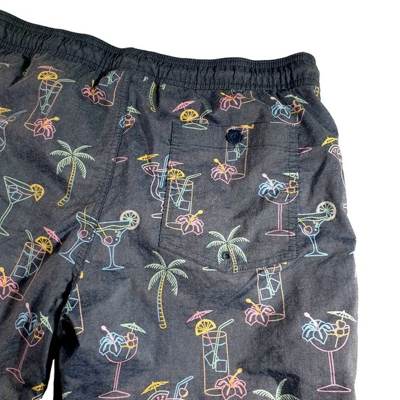 Goodfellow Mens Swim Suit Trunks Tropical Drinks Hawaiian Vacation Beach Pool - Picture 7 of 8